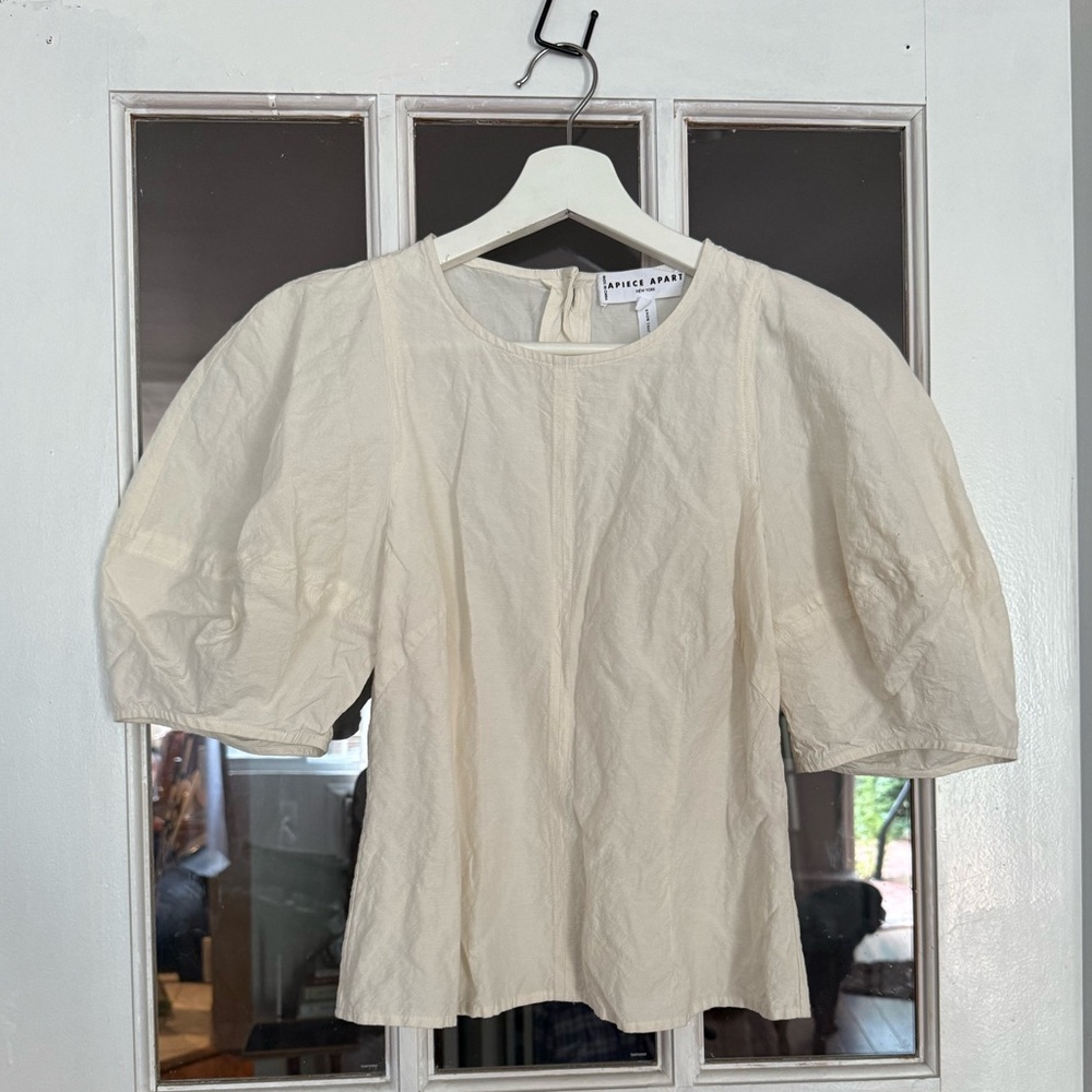 Apiece Apart LINO Puff/ Sculpted Sleeve Top in Ivory